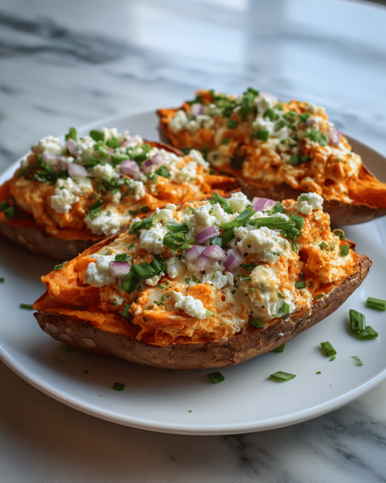 Spice Up Your Dinner with Buffalo Chicken Stuffed Sweet Potatoes - Featured Image