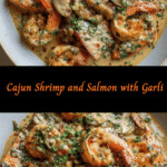 Savory Cajun Shrimp and Salmon Dance in a Luscious Garlic Cream Sauce