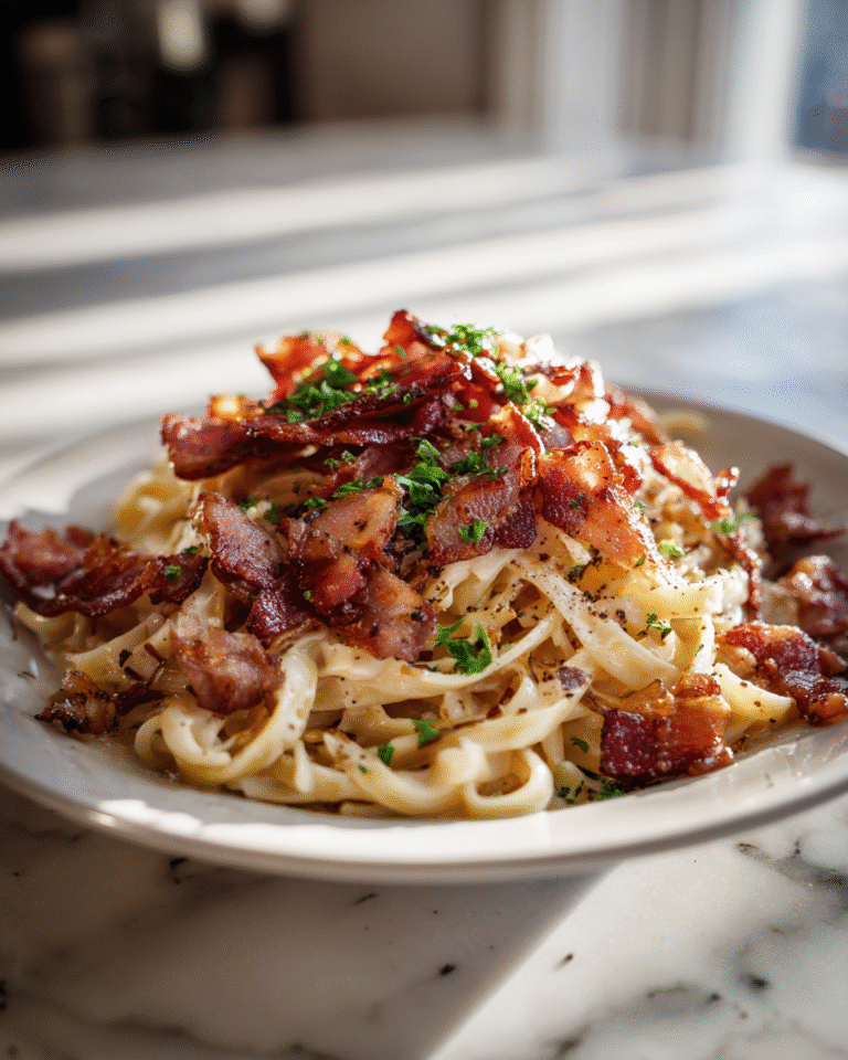 Indulge in Flavor Bliss with Caramelized Onion Pasta and Crispy Bacon - Featured Image