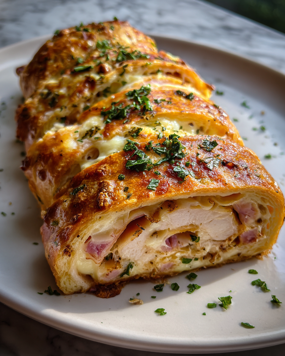 Unroll the Magic: Chicken Cordon Bleu Stromboli Delight 6 Final dish - Unroll the Magic: Chicken Cordon Bleu Stromboli Delight