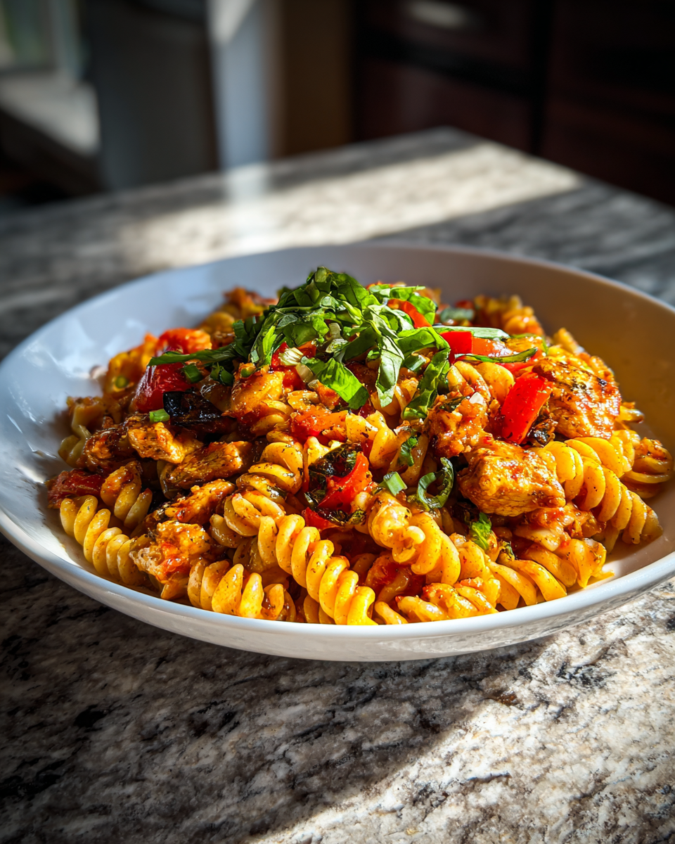 Final dish - Sizzling Chicken Fajita Pasta Fiesta