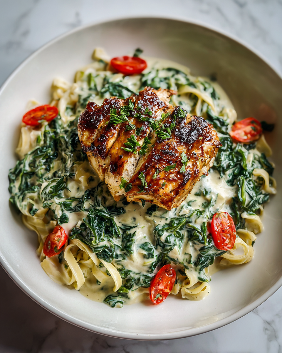 Final dish - Savor the Elegance of Chicken Florentine in Every Bite
