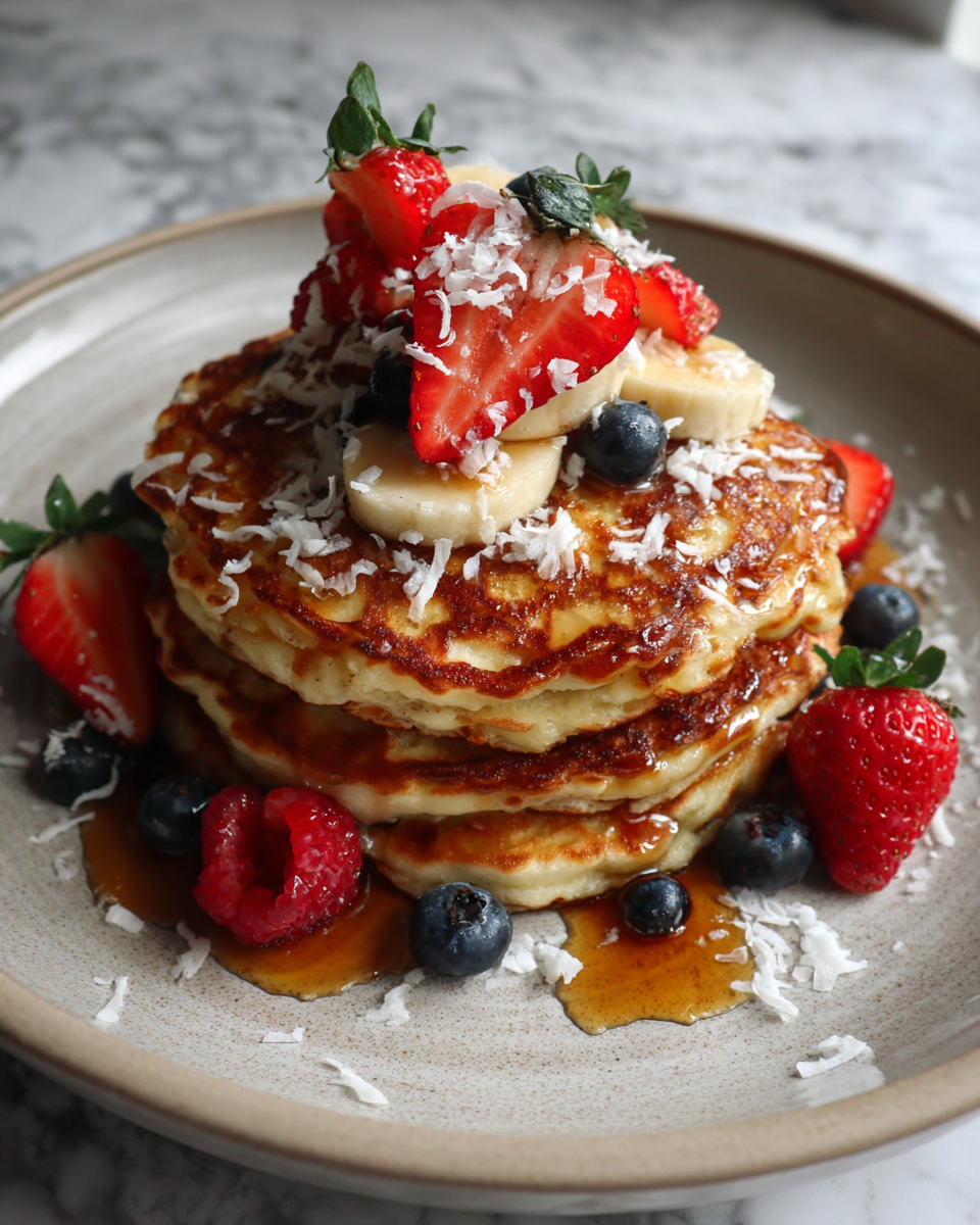Final dish - Fluffy Coconut Cream Pancakes: A Tropical Breakfast Delight