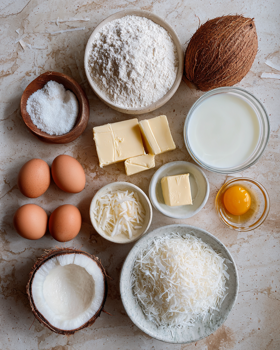 Ingredients for Fluffy Coconut Cream Pancakes: A Tropical Breakfast Delight