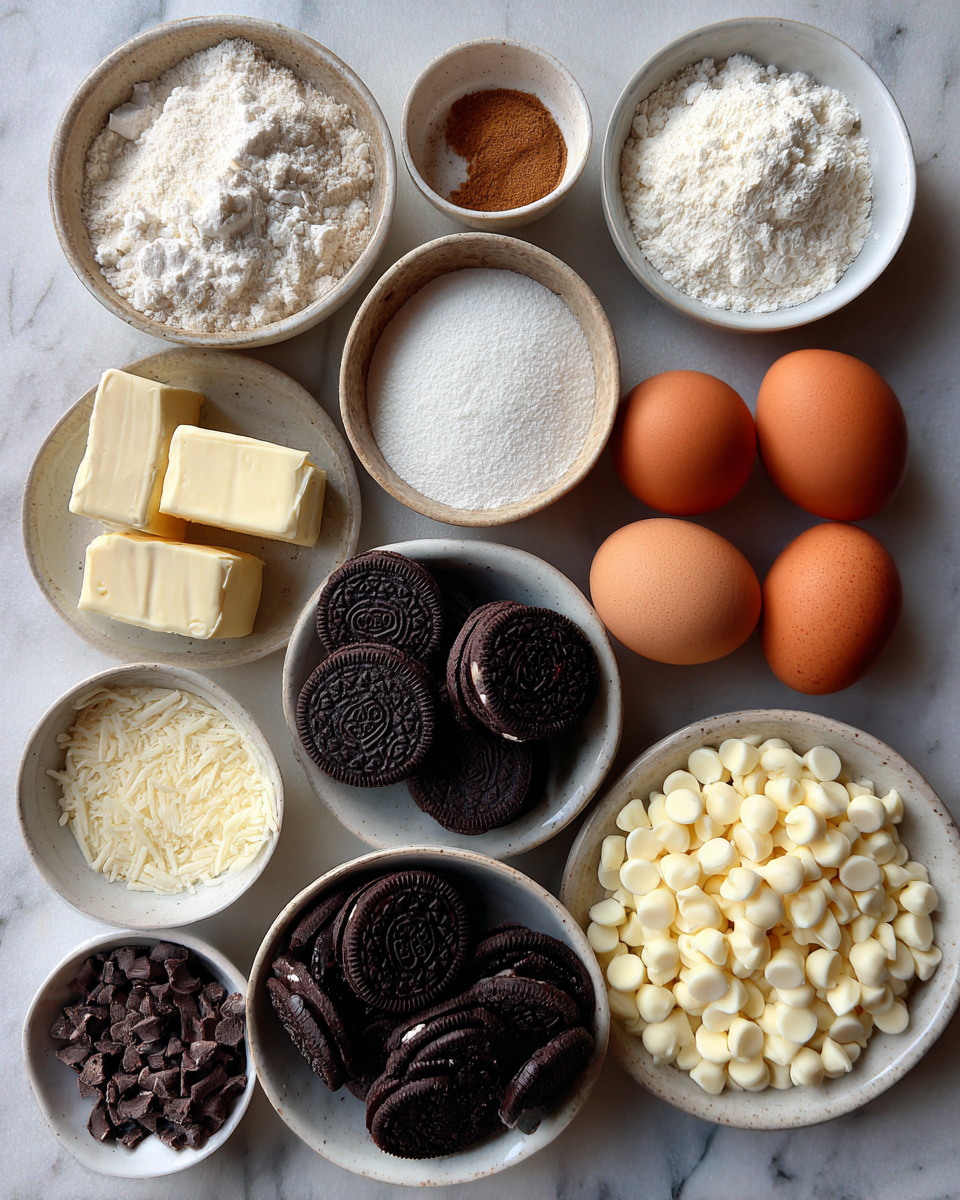 Ingredients for Decadence Unleashed: Irresistible Cookies and Cream Cookies
