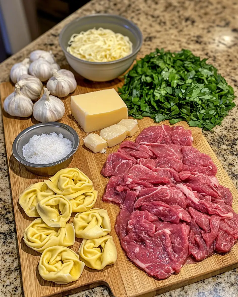 Ingredients for Savor the Flavor: Cracked Garlic Steak Tortellini Extravaganza