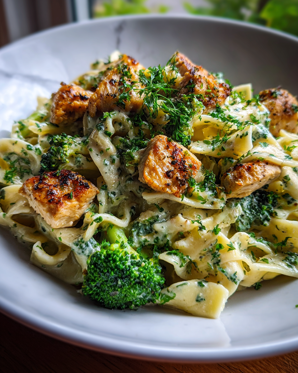 Final dish - Indulge in Comfort: Creamy Broccoli Chicken Pasta Delight