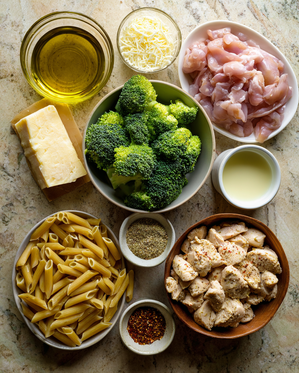 Ingredients for Indulge in Comfort: Creamy Broccoli Chicken Pasta Delight