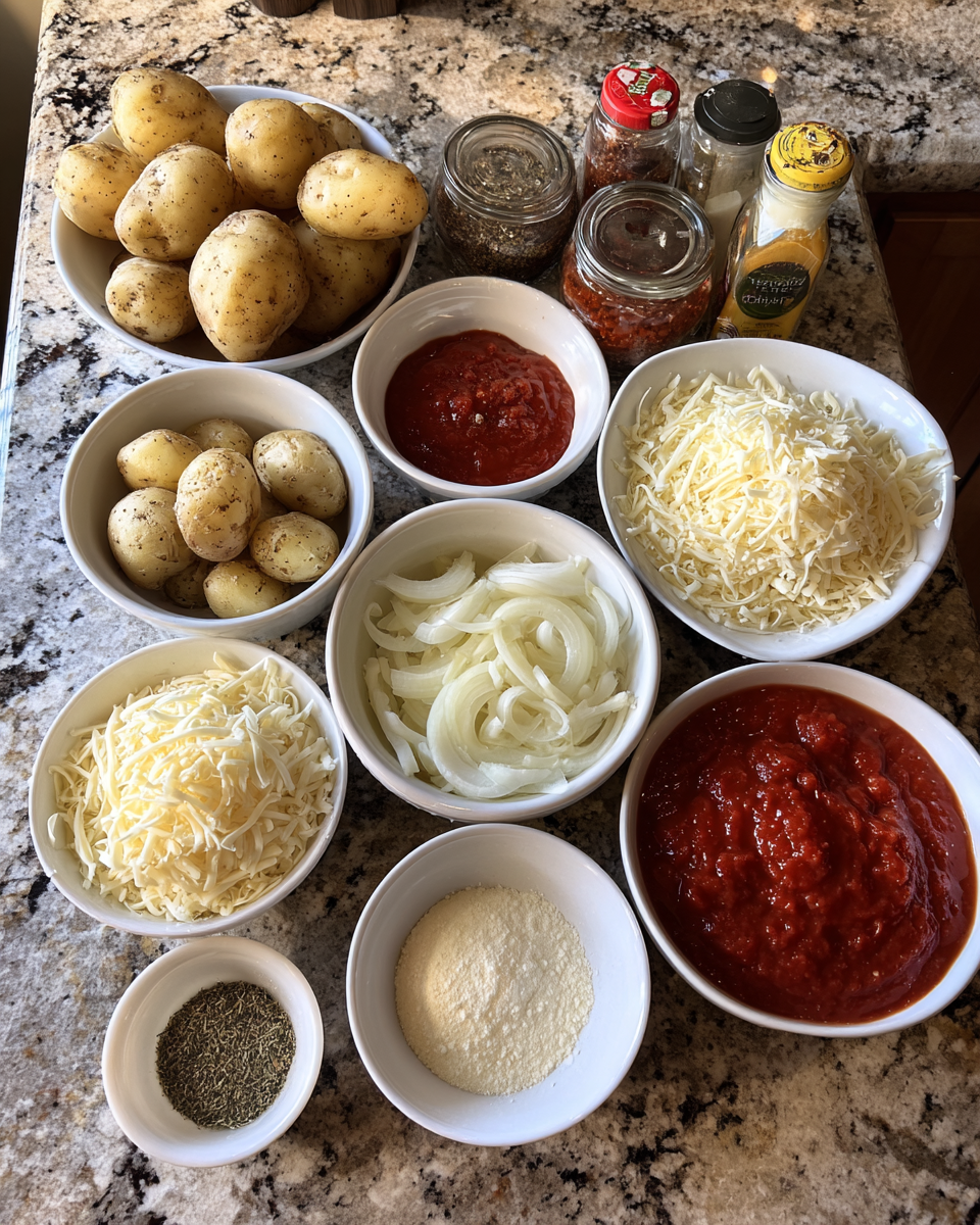Ingredients for Crispy Smashed Potatoes Pizza: A Crunchy Twist on a Classic Favorite
