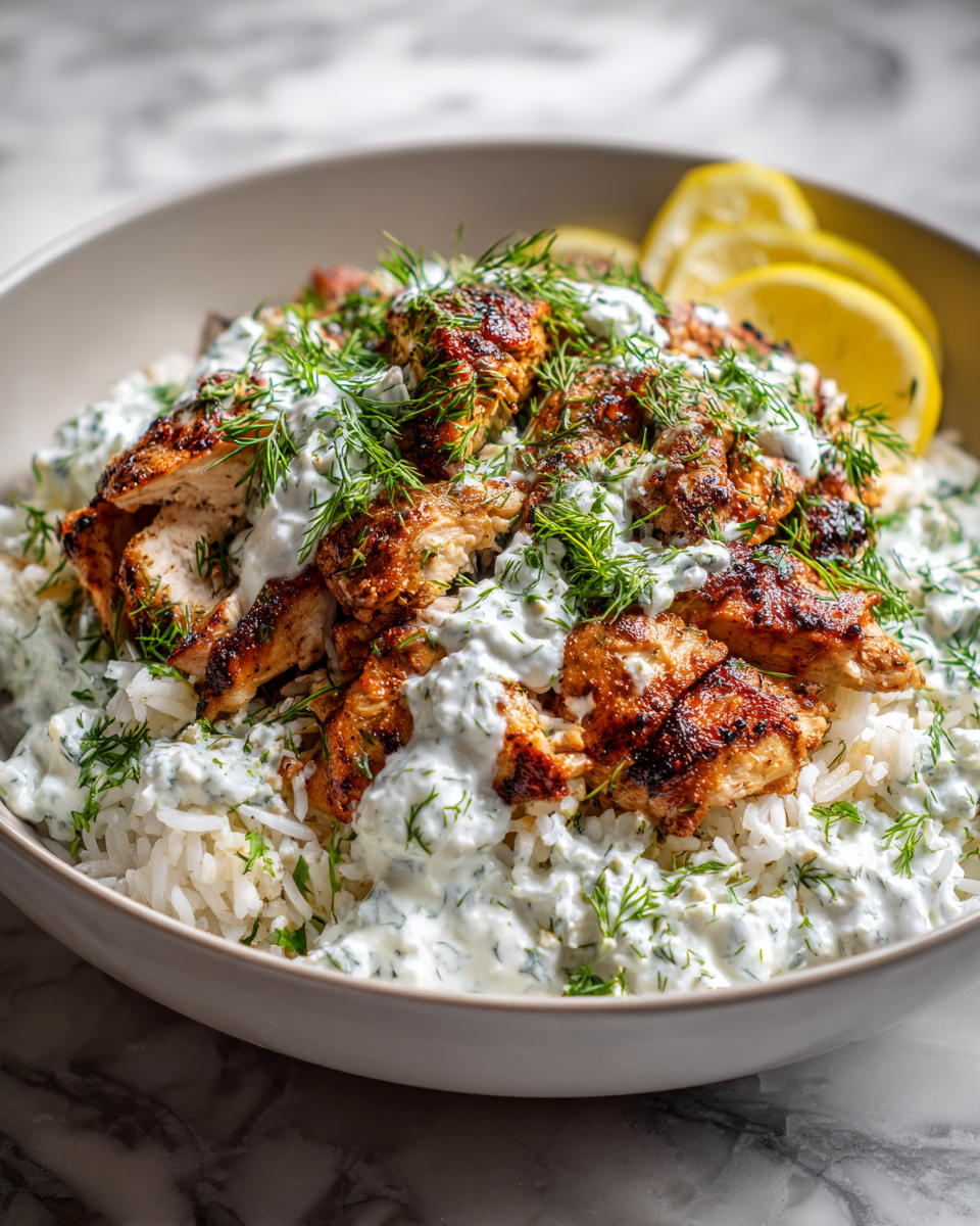 Final dish - Effortless Greek Delight: Dump and Bake Chicken Tzatziki Rice