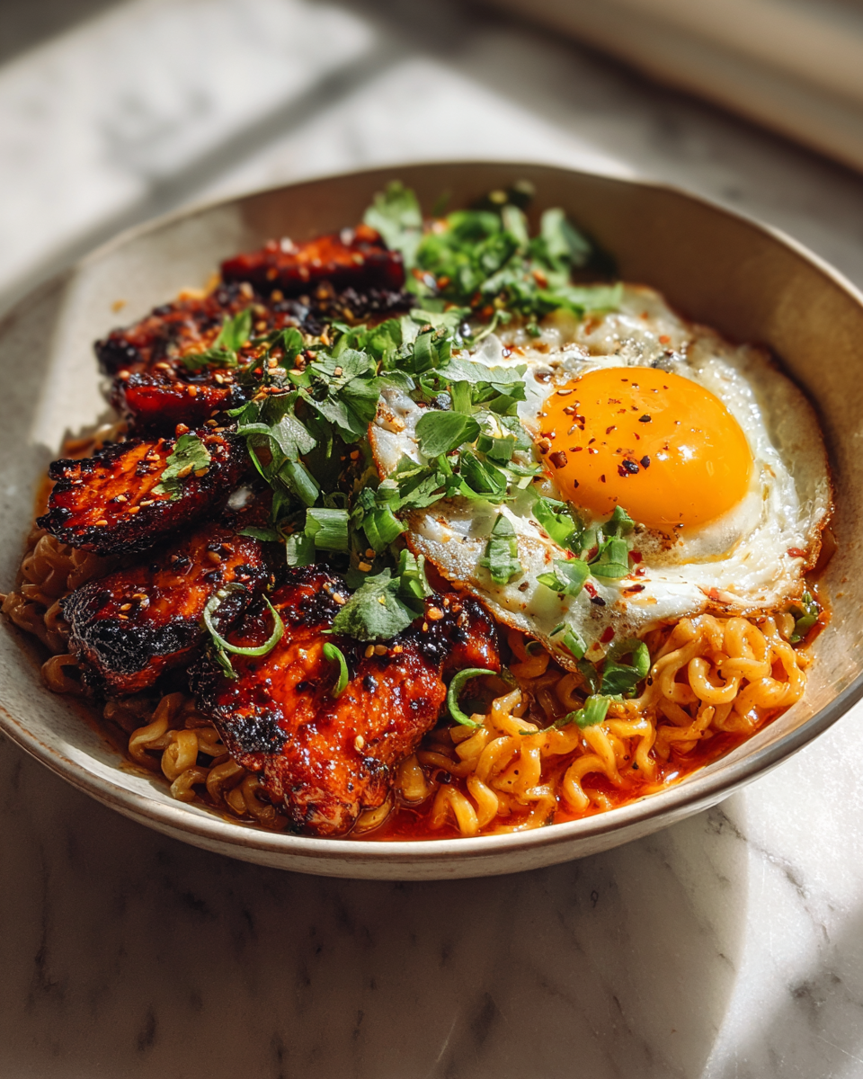 Final dish - Spice Up Your Night with Fiery Chicken Ramen Bliss