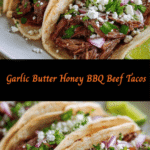 Sizzling Garlic Butter Honey BBQ Beef Tacos Delight