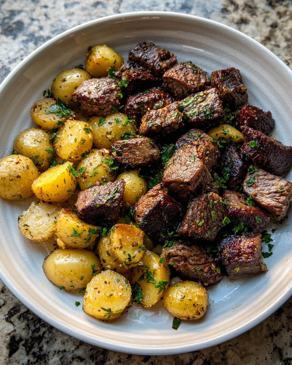 Final dish - Savor the Flavor: Irresistible Garlic Butter Steak Bites with Potatoes