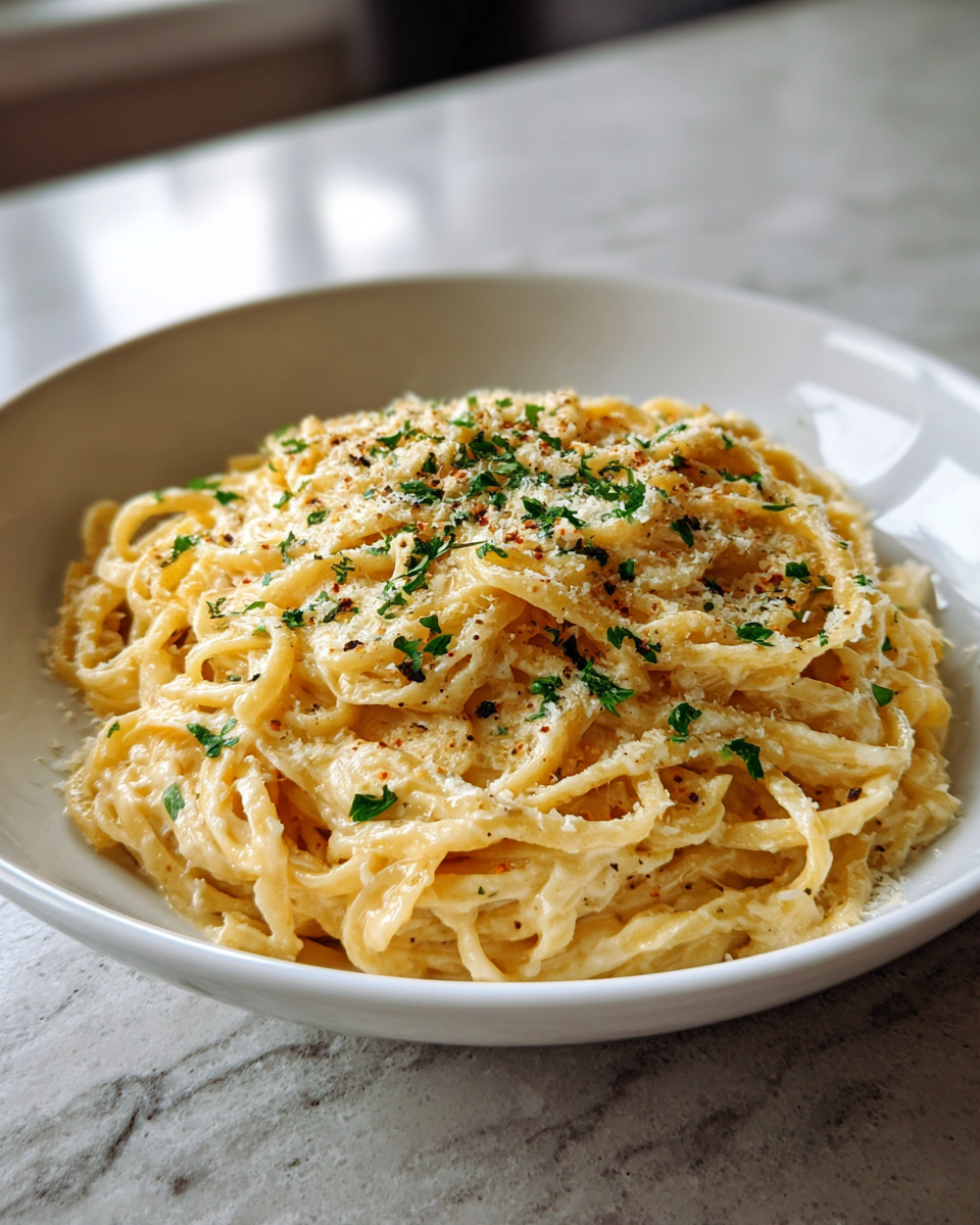 Final dish - Creamy Garlic Parmesan Pasta: A Flavorful Twist on a Classic Comfort Dish