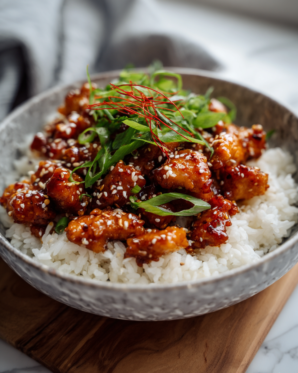 Final dish - Sizzling Sensation: Dive into Hot Honey Chicken Bowls