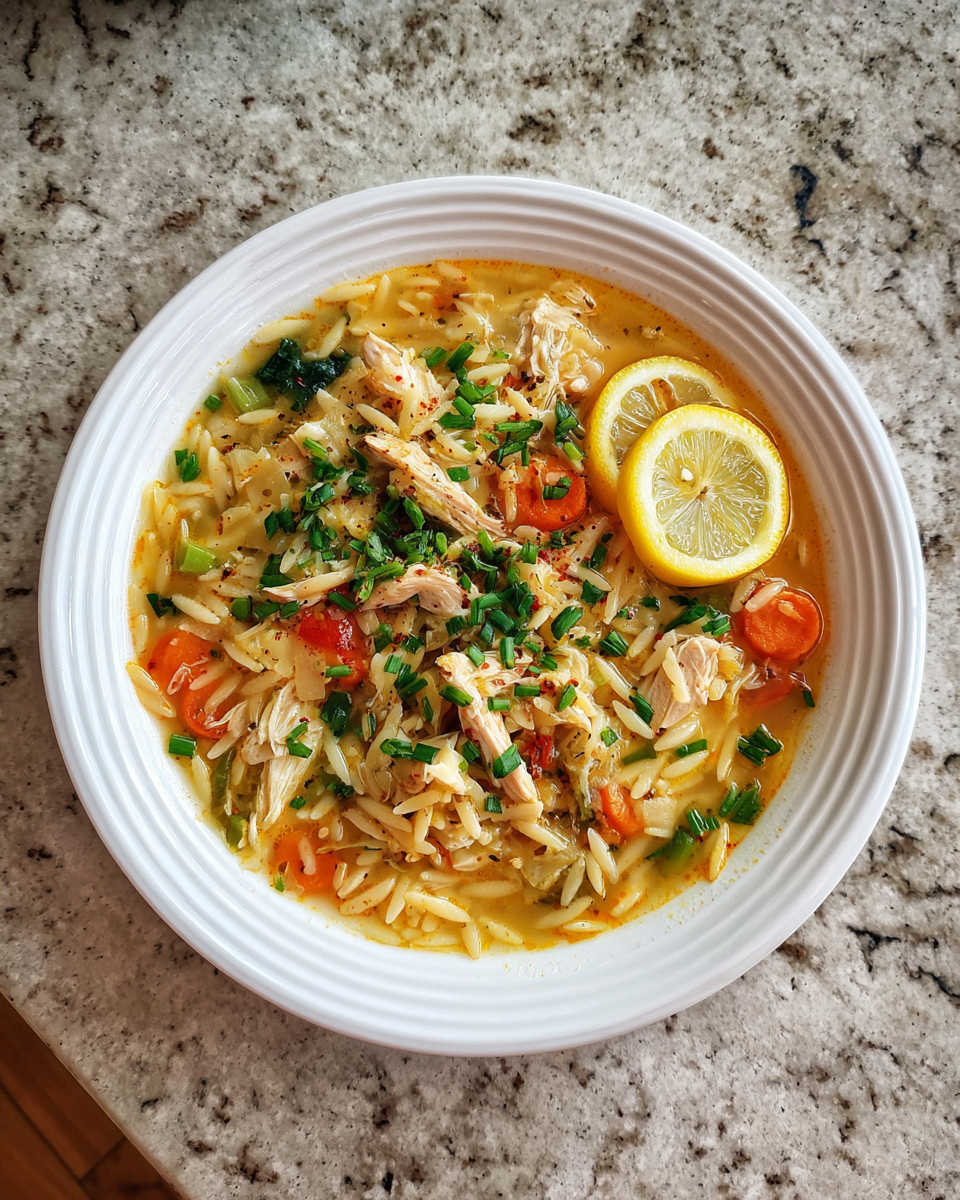 Final dish - Zesty Comfort in a Bowl: Discover the Lemon Chicken Orzo Soup Delight