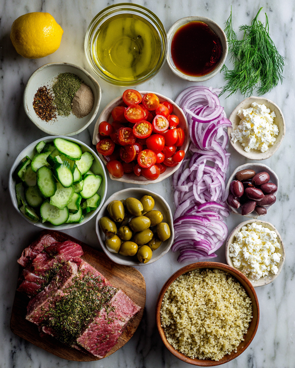 Savor the Flavors of Mediterranean Steak Bowls 4 Ingredients for Savor the Flavors of Mediterranean Steak Bowls