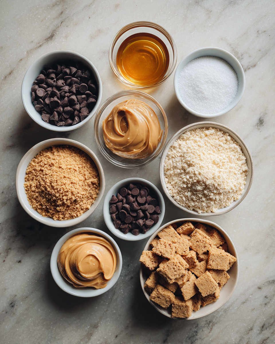 Ingredients for Decadent Delight: Easy No-Bake Chocolate Peanut Butter Bars