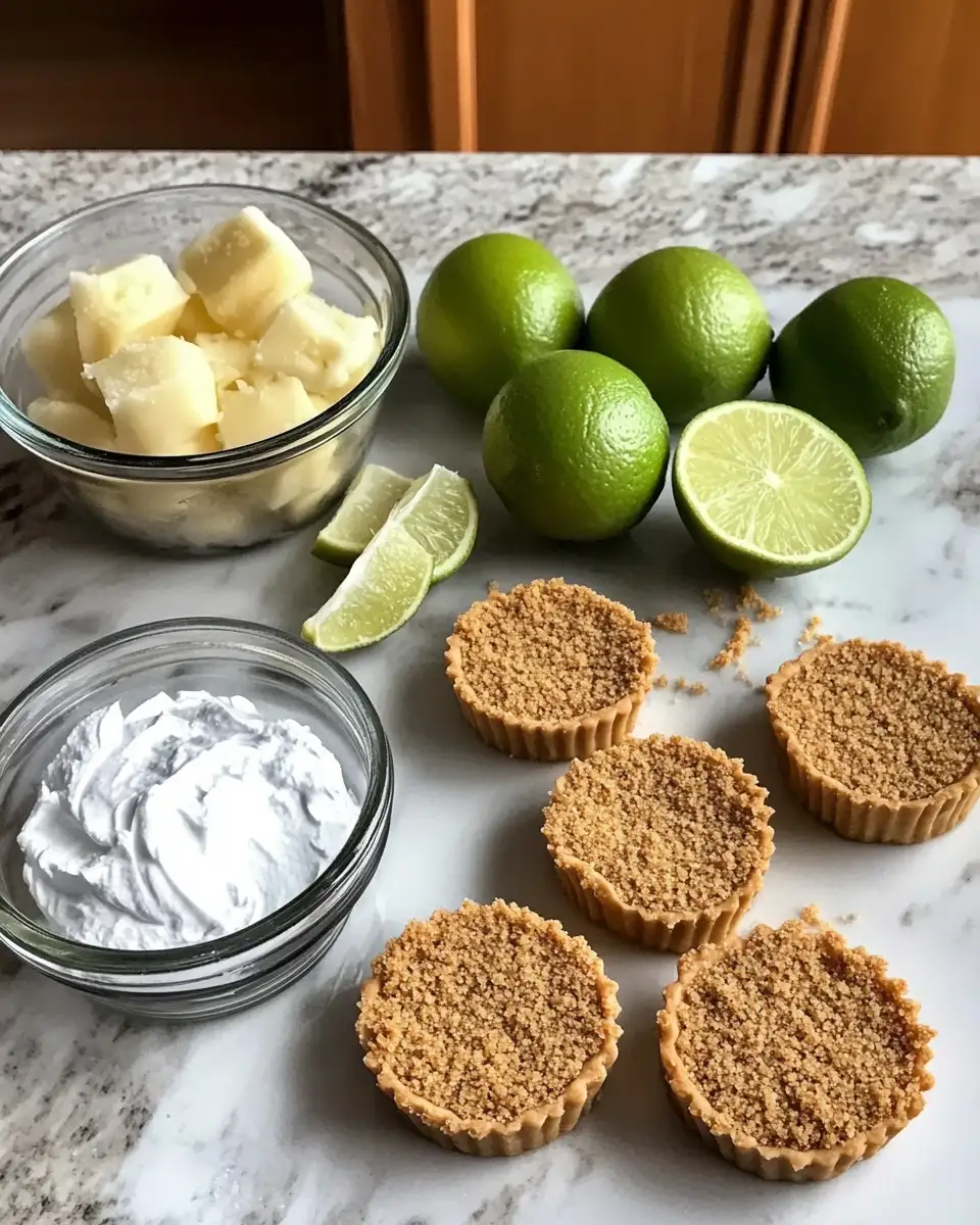 Ingredients for Irresistibly Easy No-Bake Mini Key Lime Pies for a Zesty Treat