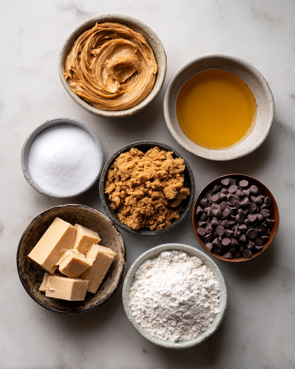 Ingredients for Irresistibly Easy No Bake Peanut Butter Bars for a Sweet Treat