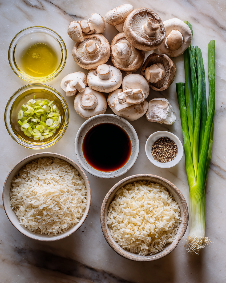 Ingredients for Flavor Fusion: One-Pot Soy Sauce Mushroom Rice Delight