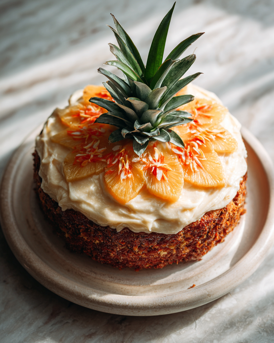 Final dish - Tropical Bliss: Indulge in Pineapple Carrot Cream Cake Delight