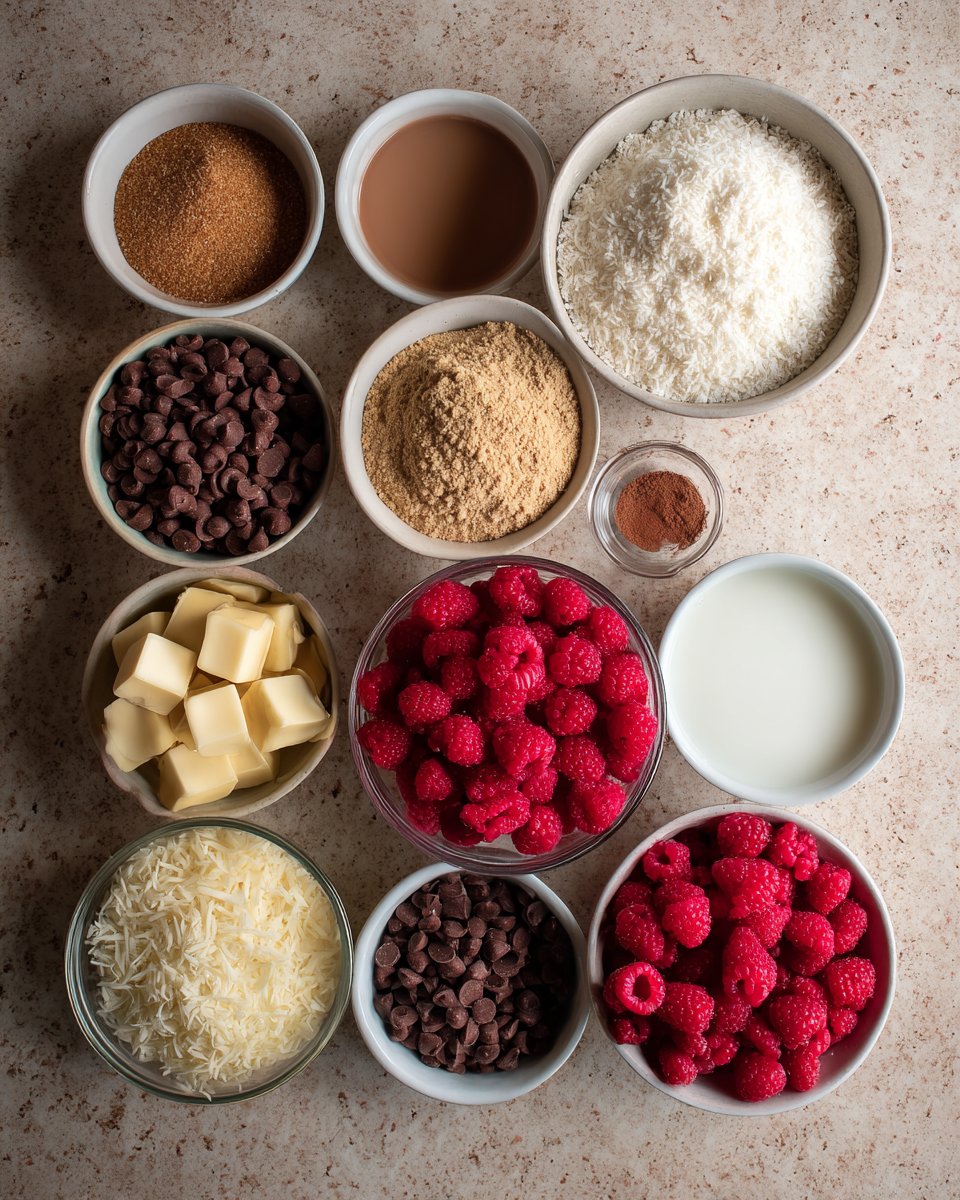 Raspberry Coconut Magic Bars: A Sweet Slice of Paradise 4 Ingredients for Raspberry Coconut Magic Bars: A Sweet Slice of Paradise