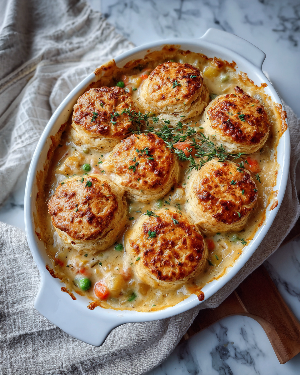 Final dish - Decadent Comfort: Red Lobster Biscuit Chicken Pot Pie Delight