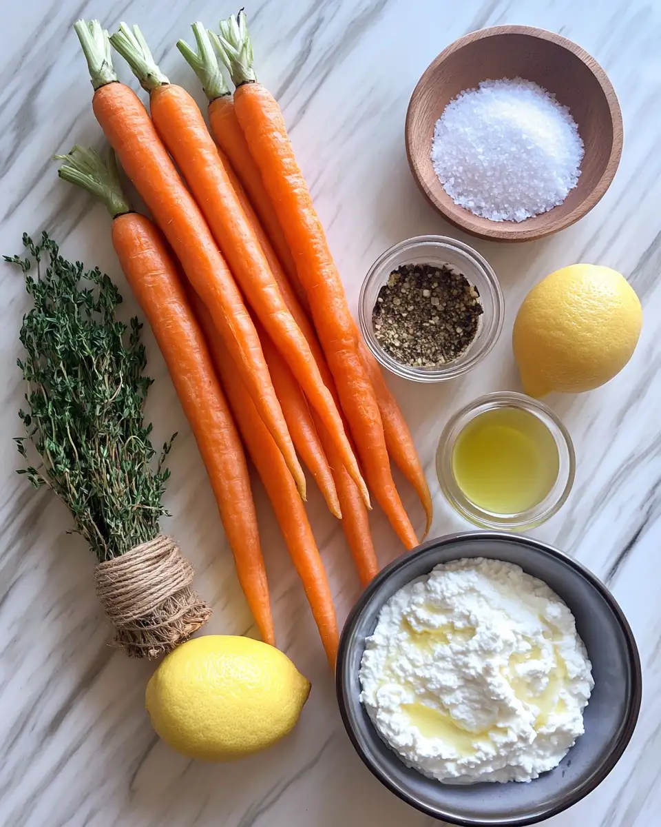 Ingredients for Heavenly Roasted Carrots and Whipped Ricotta Bliss