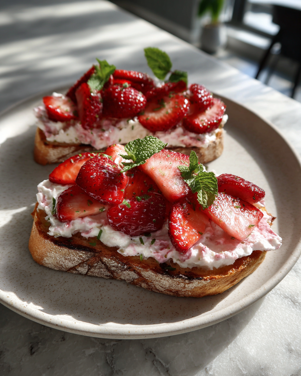 Final dish - Elevate Your Breakfast Game with Roasted Strawberry Whipped Ricotta Toast