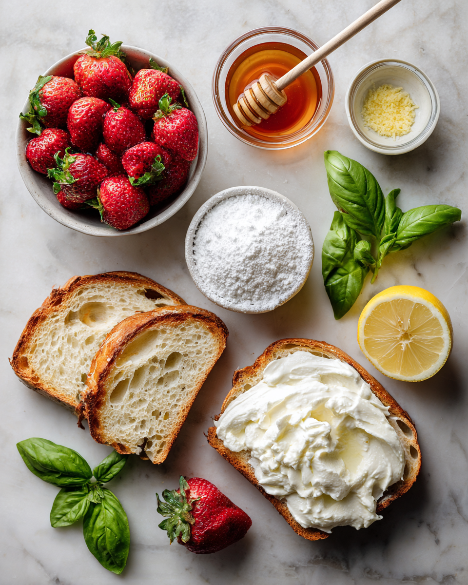 Ingredients for Elevate Your Breakfast Game with Roasted Strawberry Whipped Ricotta Toast
