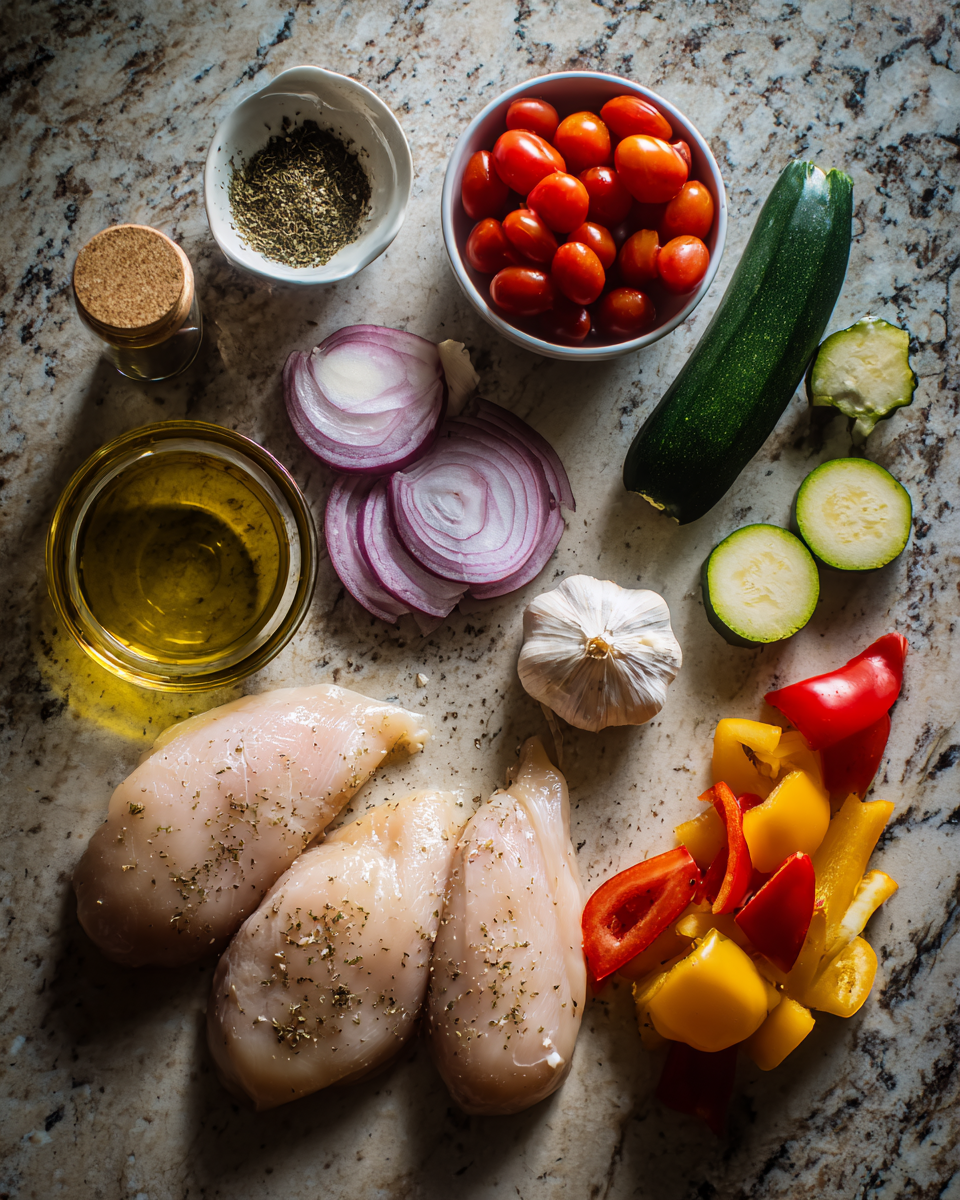 Ingredients for Savory Simplicity: Sheet Pan Balsamic Chicken Delight