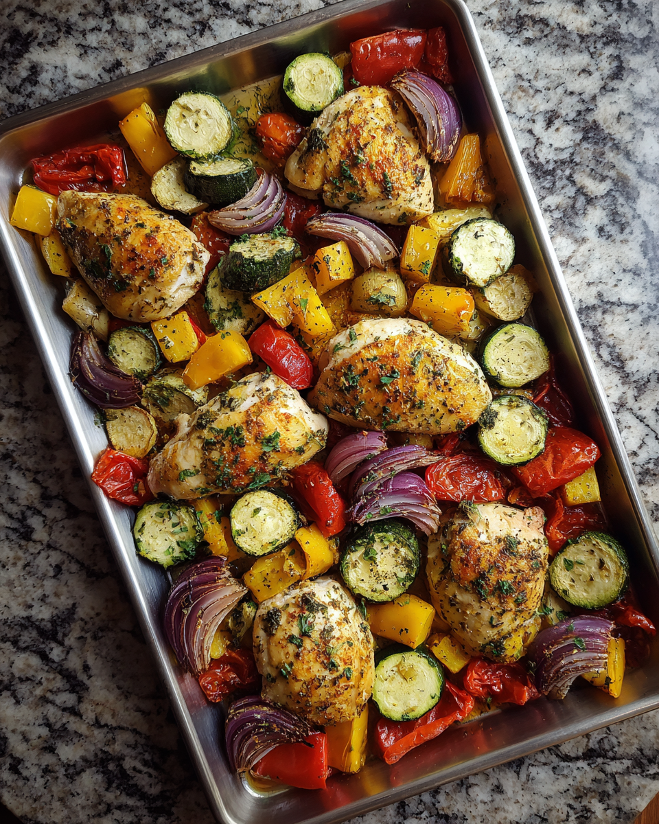 Final dish - Savor the Simplicity: Sheet Pan Greek Chicken and Veggies Delight