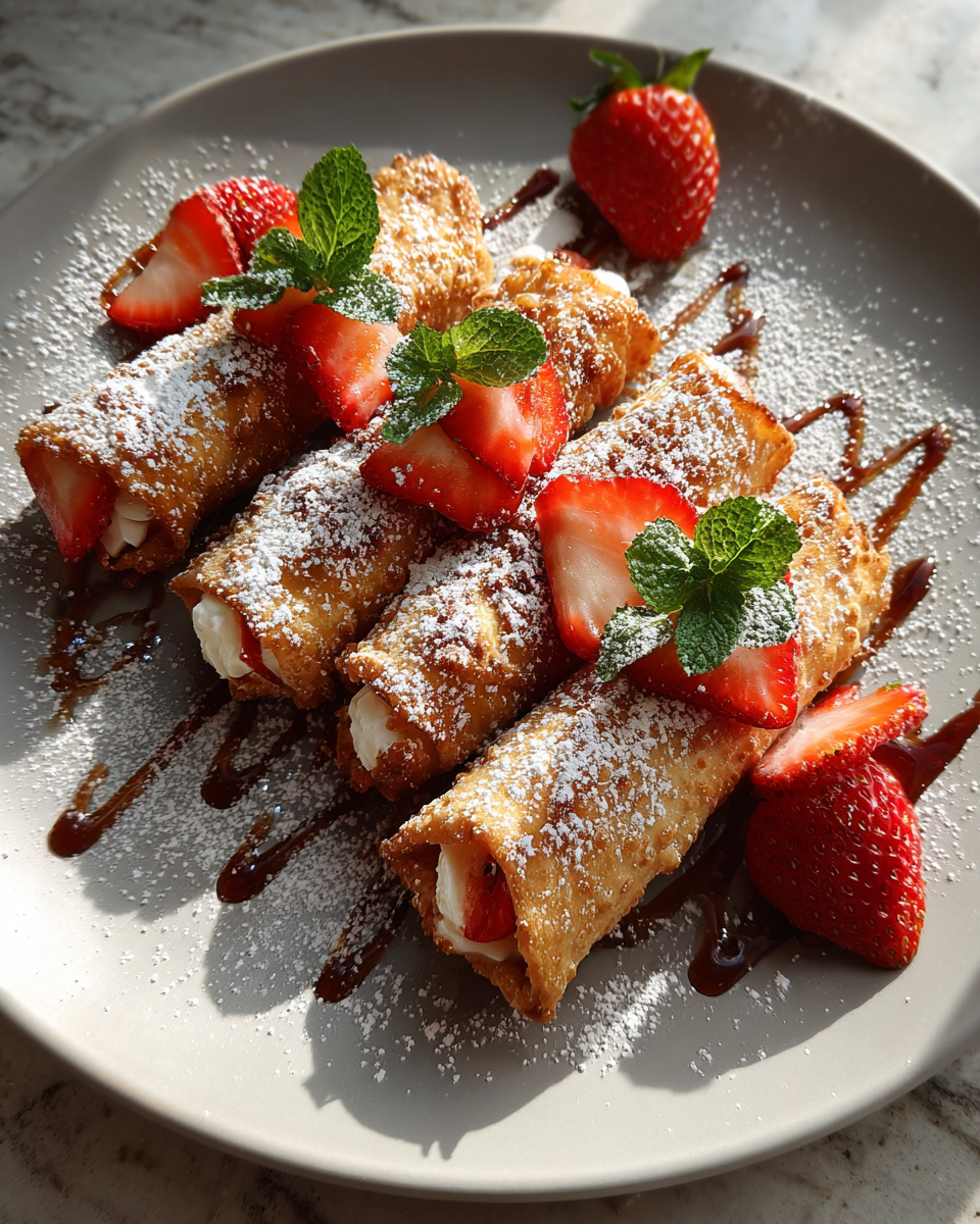 Final dish - Strawberry Cheesecake Stuffed Eggrolls: A Sweet Twist on a Classic Dessert