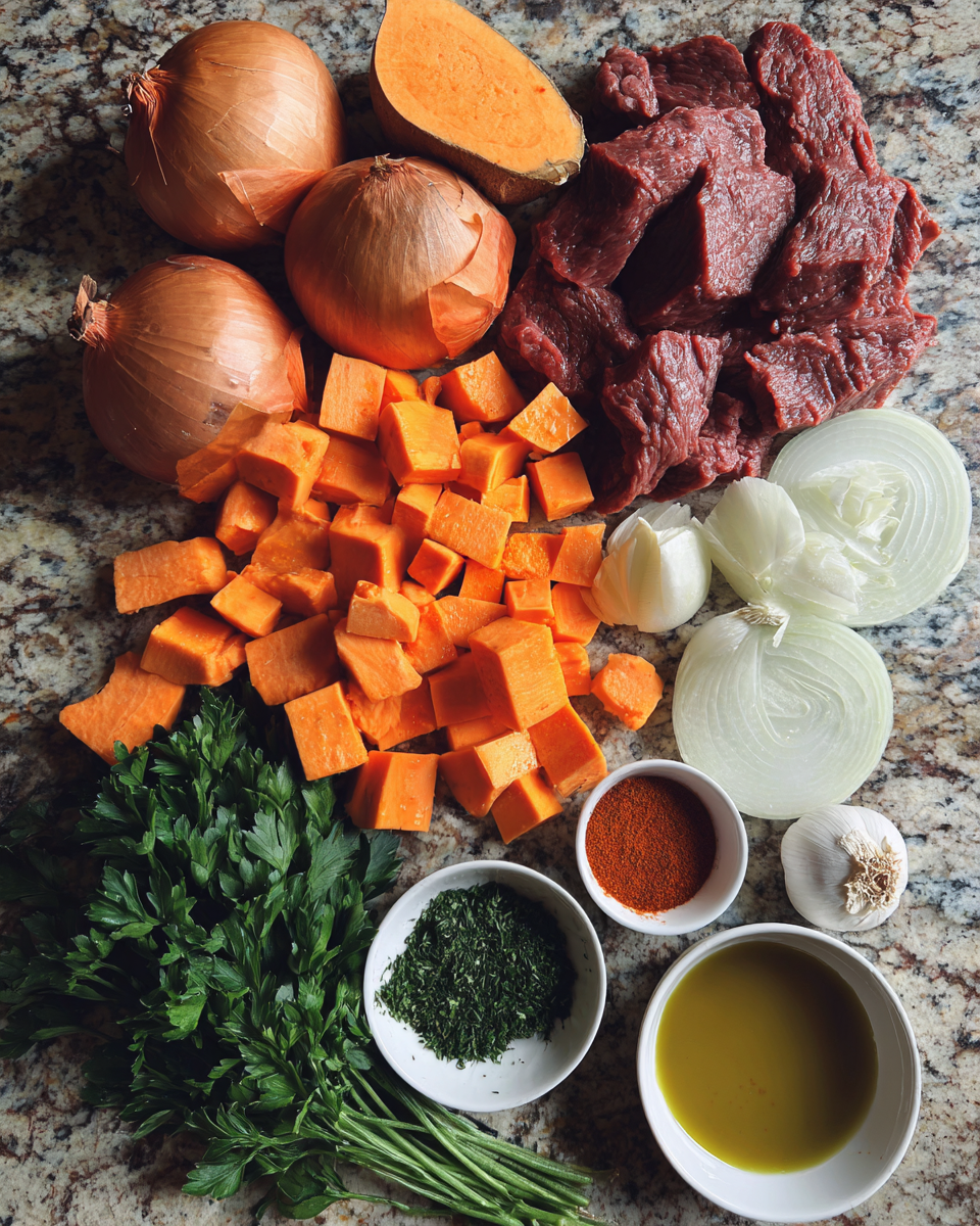 Sizzling Sweet Potato and Steak Bake Sensation 4 Ingredients for Sizzling Sweet Potato and Steak Bake Sensation