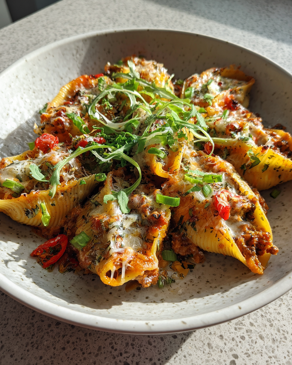 Final dish - Taco Stuffed Shells: A Fusion Fiesta of Flavor