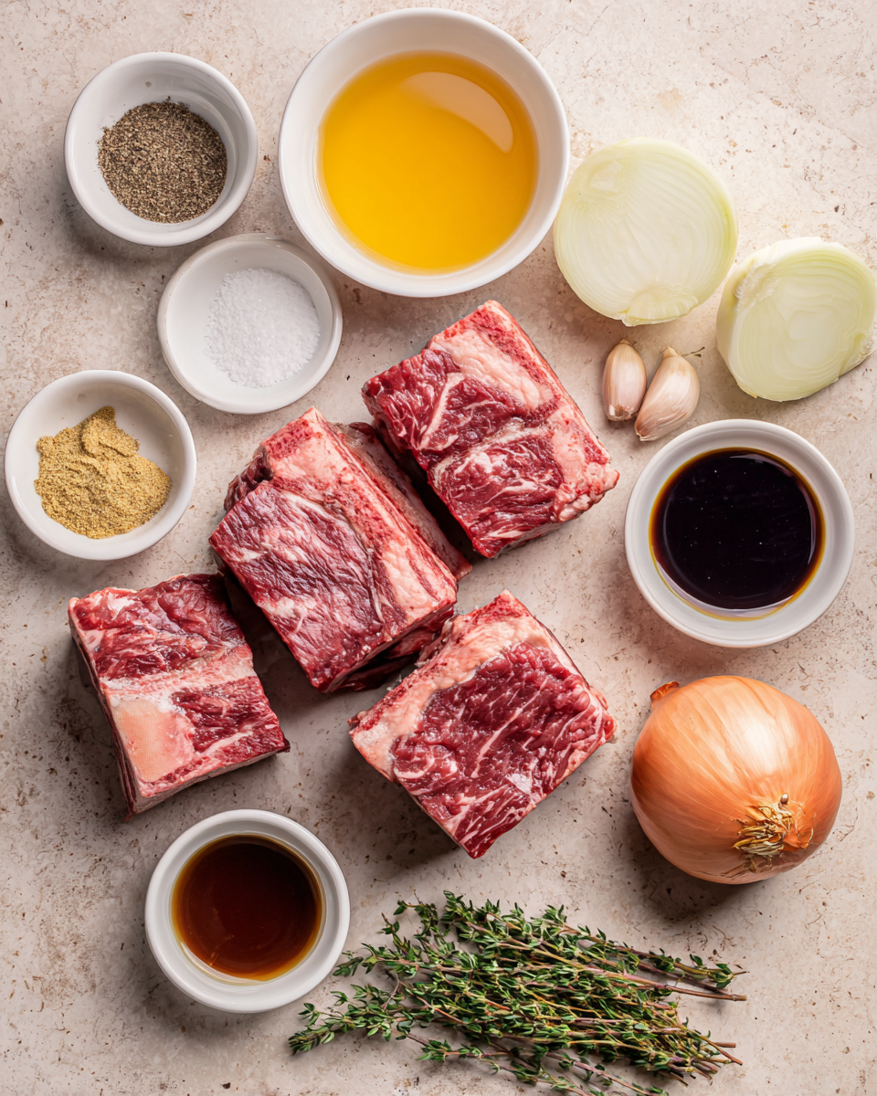 Ingredients for Melt-in-Your-Mouth Tender Crockpot Beef Short Ribs Recipe