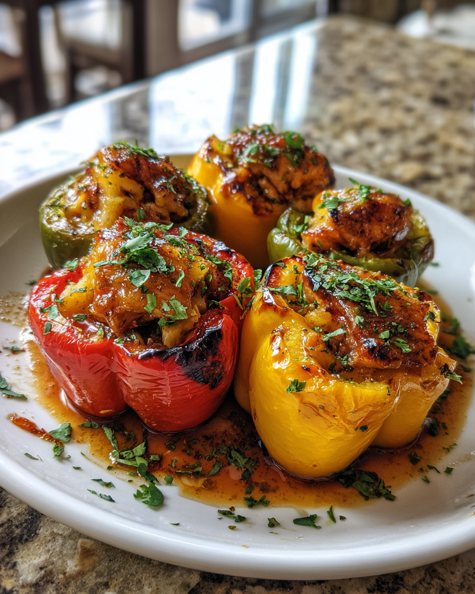 Final dish - Savory Meets Sweet: Teriyaki Pineapple Chicken Stuffed Peppers Delight