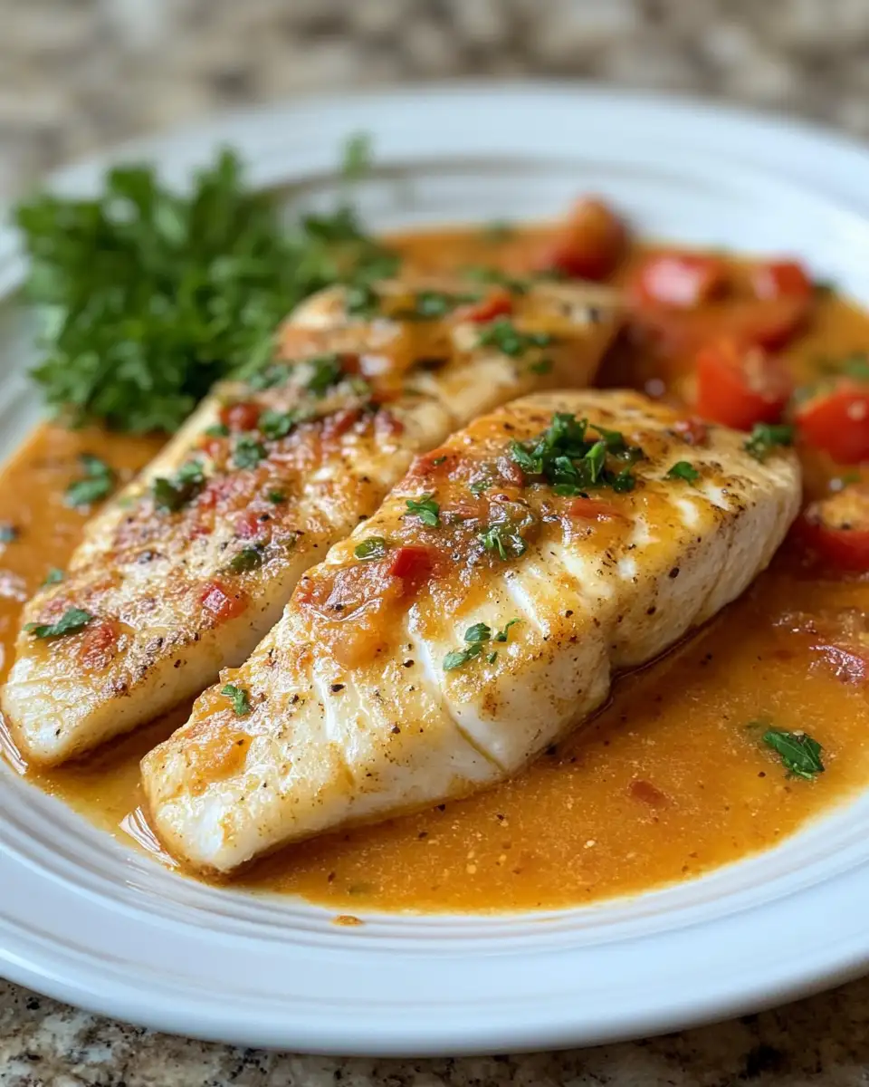 Final dish - Savor the Flavor: Tilapia in Roasted Pepper Sauce Delight