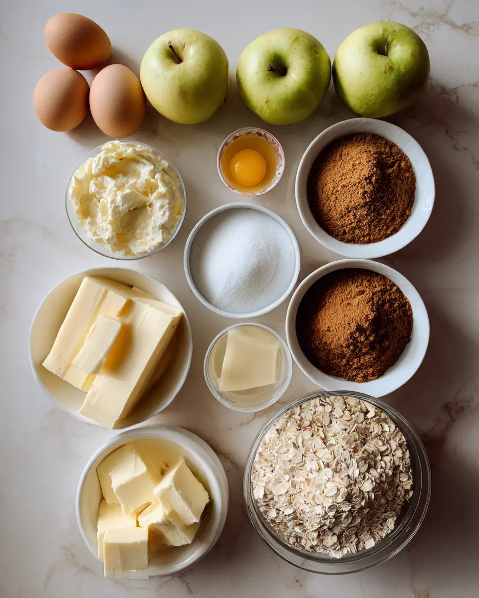 Ingredients for Irresistible Apple Crumble Cheesecake Delight
