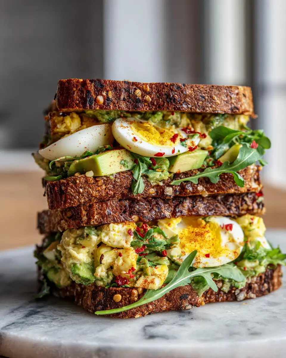 Final dish - Savor the Ultimate Avocado Egg Crunch Sandwich Delight
