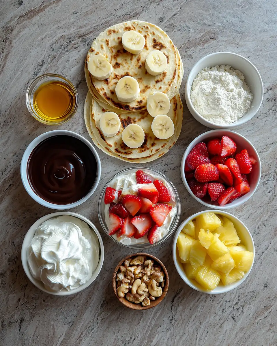 Ingredients for Banana Split Dessert Nachos: A Sweet Twist on a Classic Treat