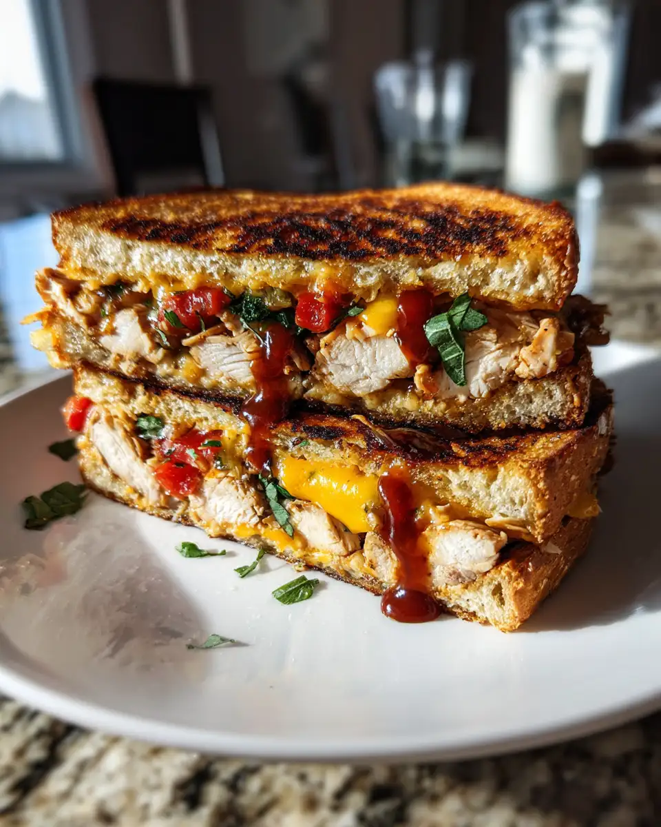 Final dish - Sizzling BBQ Chicken Grilled Cheese Delight