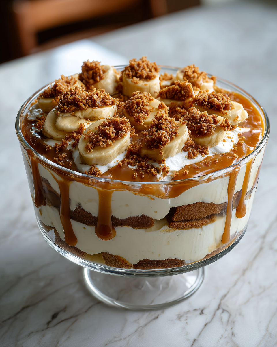 Final dish - Indulge in Irresistible Layers: Biscoff Banana Pudding with Caramel Bliss