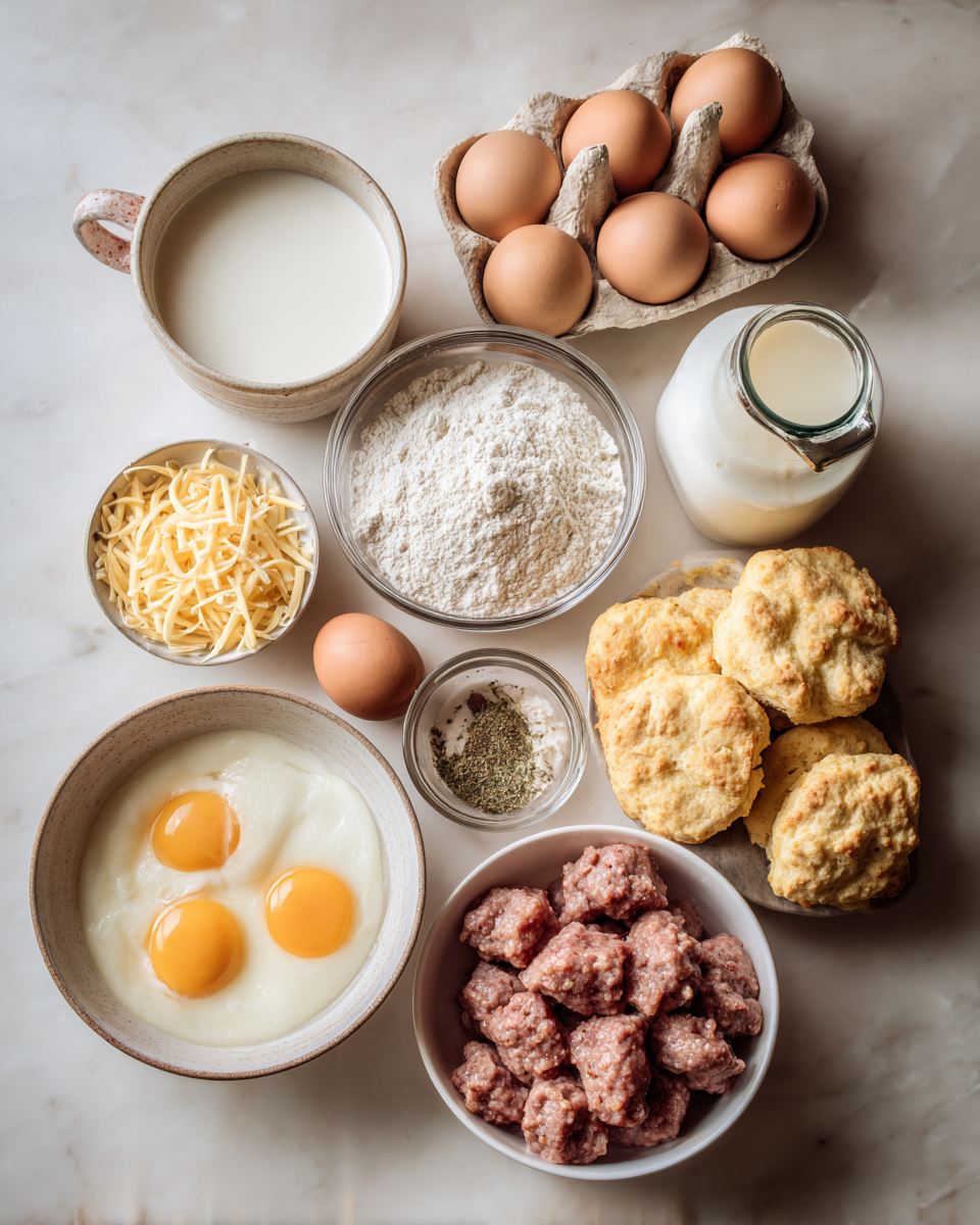 Wake Up to Comfort: Biscuits and Gravy Breakfast Casserole Delight 4 Ingredients for Wake Up to Comfort: Biscuits and Gravy Breakfast Casserole Delight