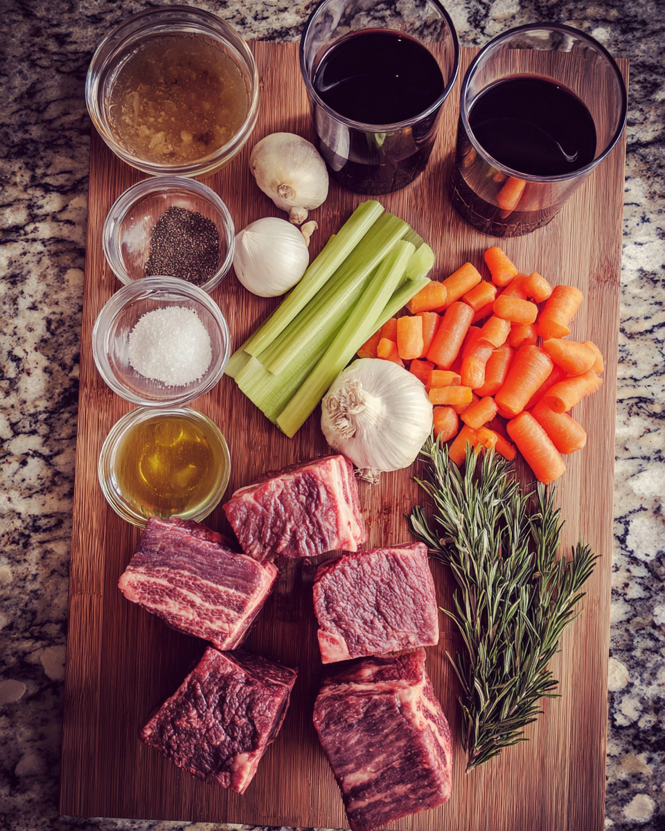 Savory Elegance: Braised Short Ribs with Red Wine 4 Ingredients for Savory Elegance: Braised Short Ribs with Red Wine
