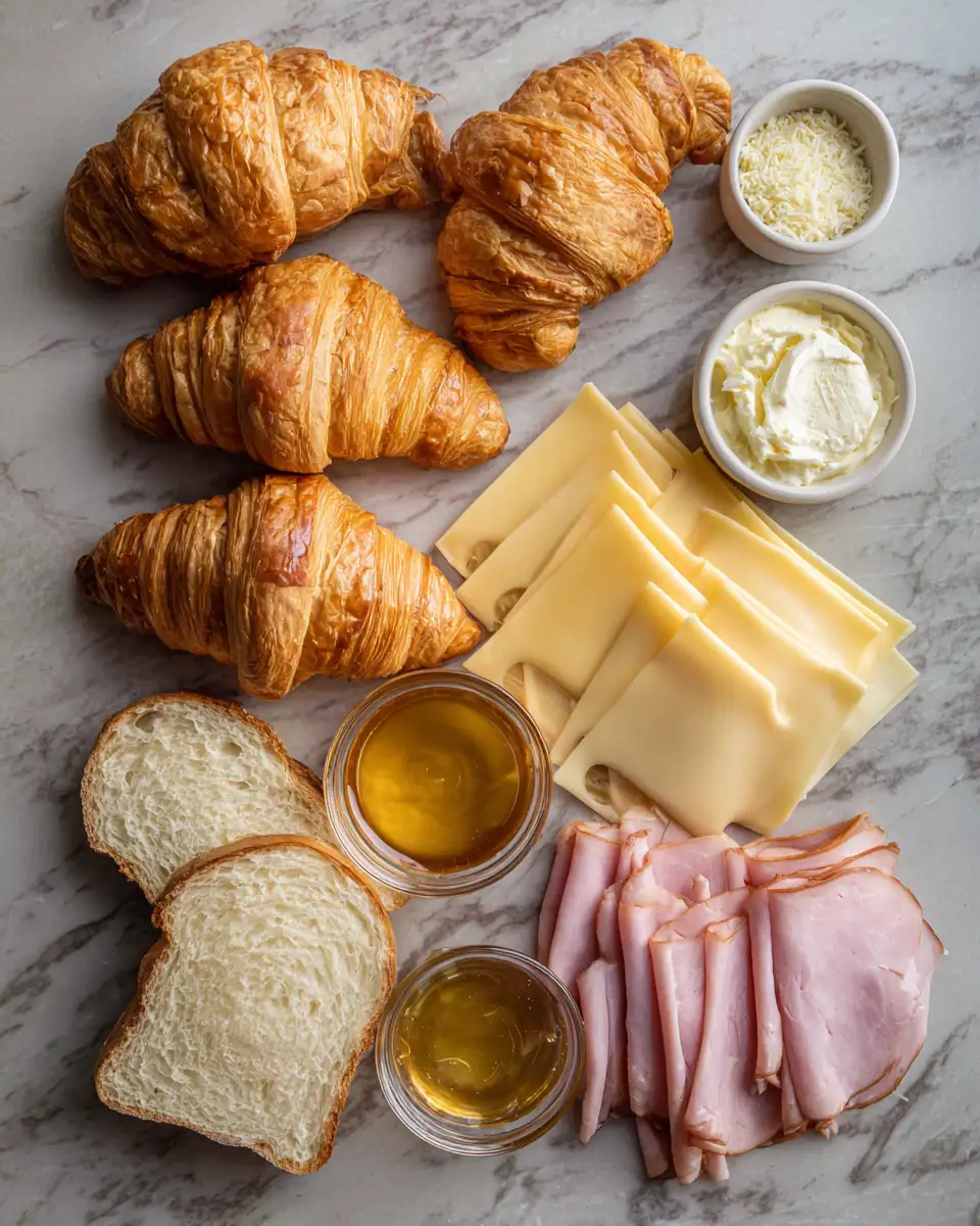 Ingredients for Irresistible Breakfast Croissant Melt with Honey Butter Delight