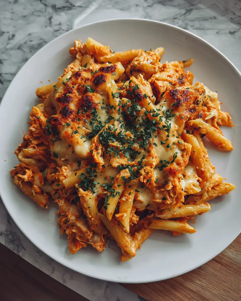 Final dish - Spice Up Your Dinner Routine with Buffalo Chicken Pasta Bake