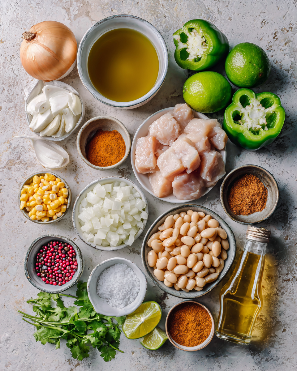Ingredients for Spice Up Your Dinner with Cajun White Chicken Chili Delight