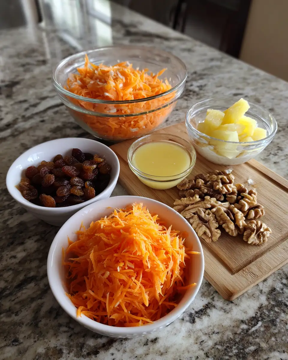 Ingredients for Tropical Twist: Discover the Refreshing Delight of Carrot Salad with Pineapple and Raisins